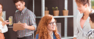 Young team of creative workers in an office