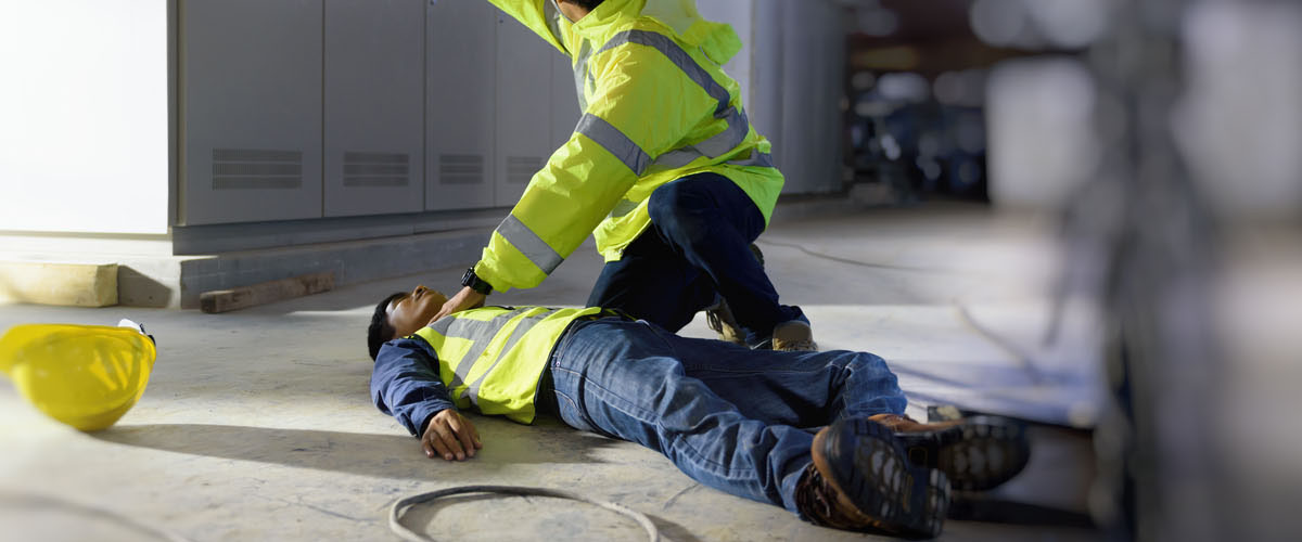 Man waves to call out safety officer and Life-Saving Equipment