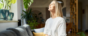 Mindfulness & Well-Being Awareness. Woman practicing mindfullness